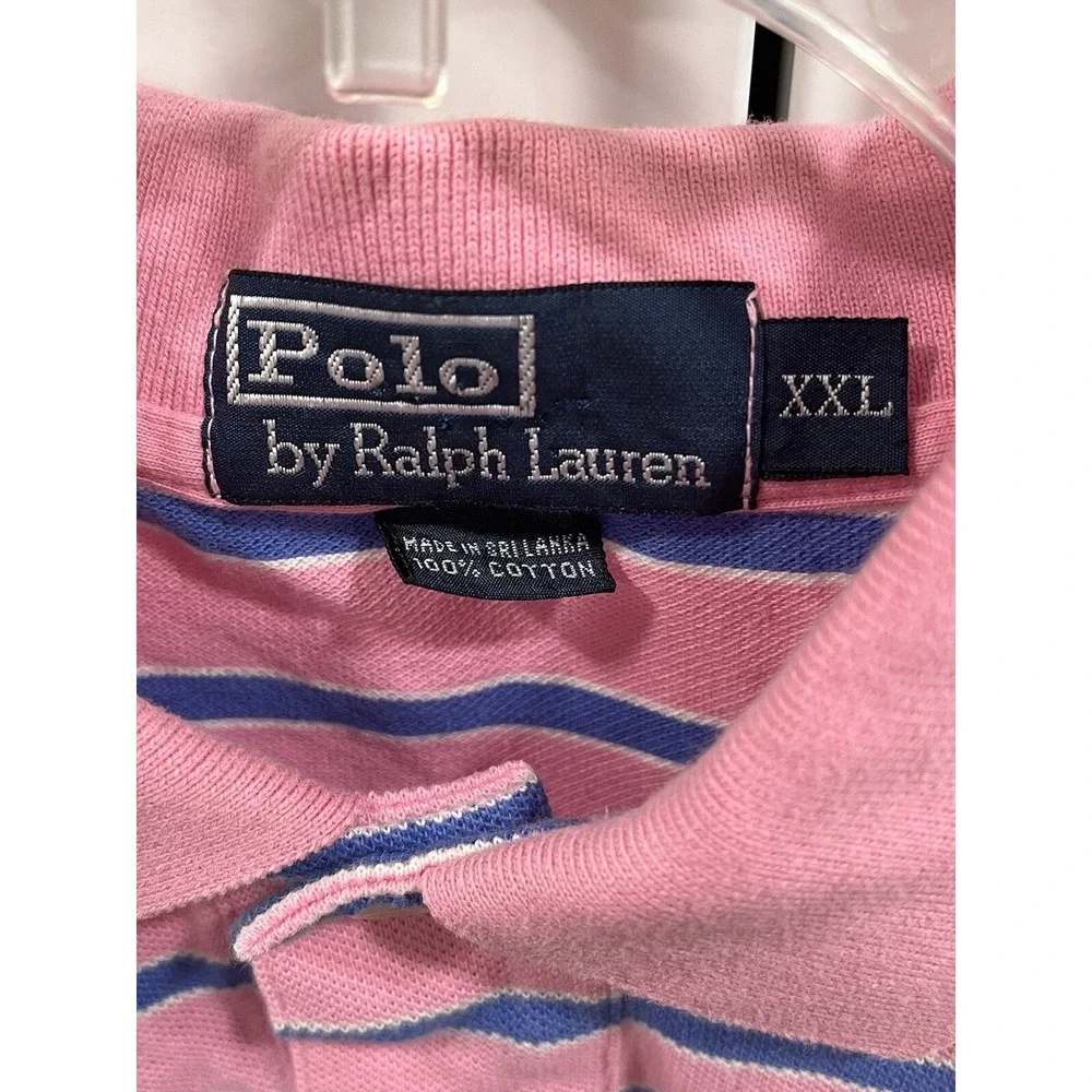 Polo Ralph Lauren‎ Shirt Mens Sz XXL Pink Blue and Green Stripes Short Sleeve